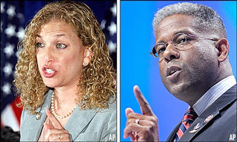 The mail Wasserman Schultz, left, got from West didn't go down any better than her calling his supporters Nazis. AP