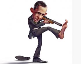 Cartoon of Obama shooting himself in the foot