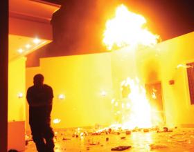 The Embassy in Benghazi burns