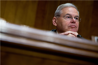 Senate Foreign Relations Committee member Sen. Bob Menendez listens during debate on the Iran Nuclear Agreement Review Act of 2015 on Capitol Hill on...